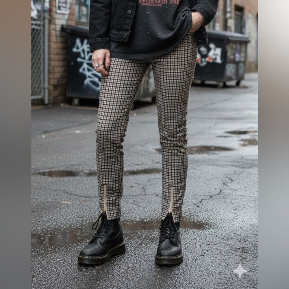 😍2/$20 NWOT Pretty Little Thing Sz 6 Plaid High Waist Slim Zip Ankle Trousers